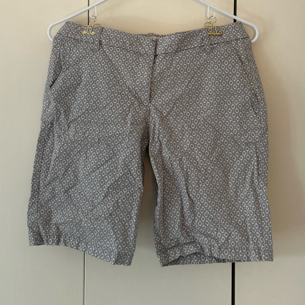 J.Crew Gray Patterned Zip Front Bermuda Shorts Wi… - image 1